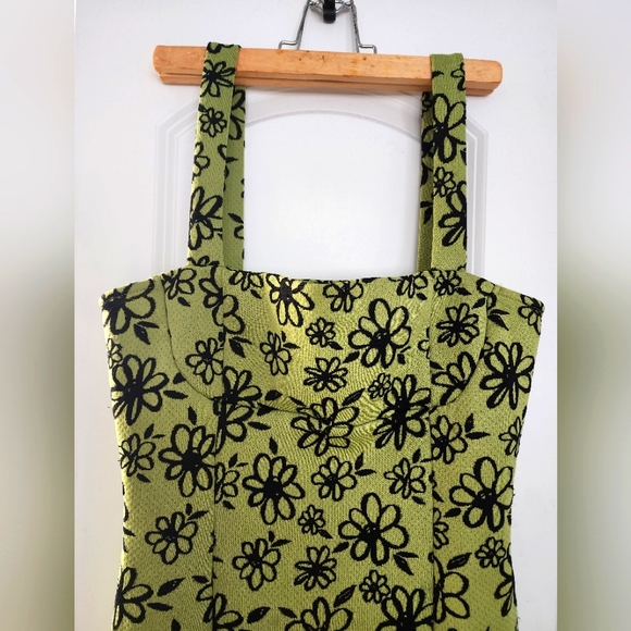 Retro Green Floral Mini Dress - Picture 3 of 4